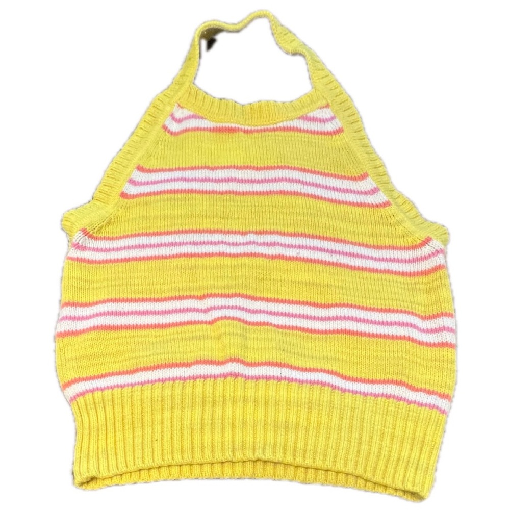 racer stripe retro halter contrast sweater knit crop top
